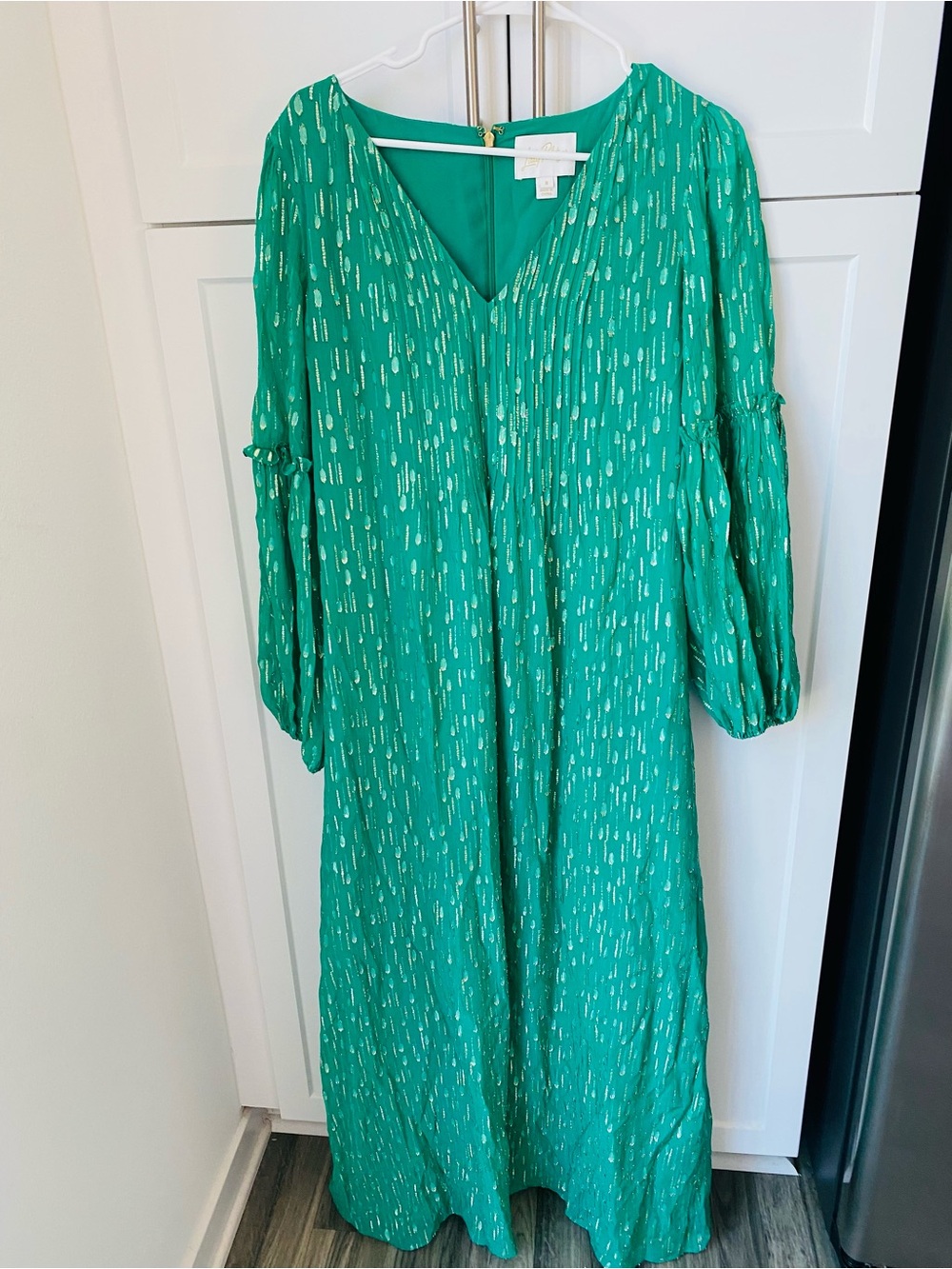 Lilly Pulitzer womens size 8 cleme long sleeve maxi dress gold detailing